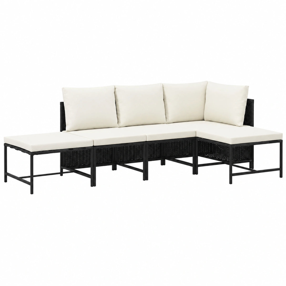 Salon de jardin, en résine tressée, 5 pièces, coloris noir, pour la terrasse ou le jardin