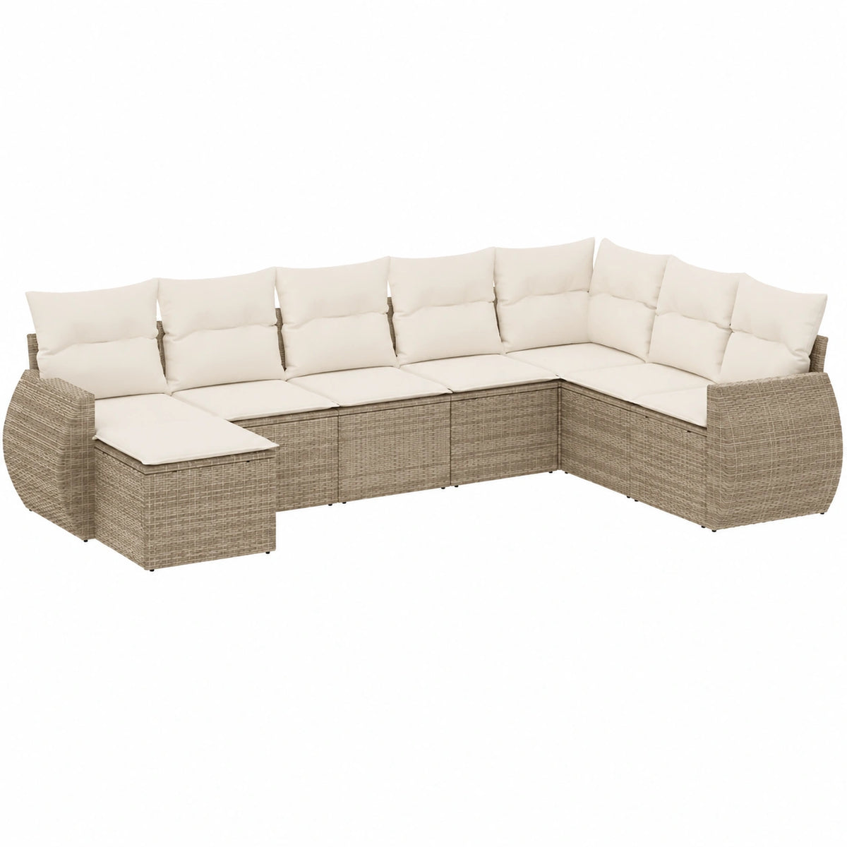 Salon de jardin, en résine tressée, coloris beige, 8 pièces, pour la terrasse ou le jardin