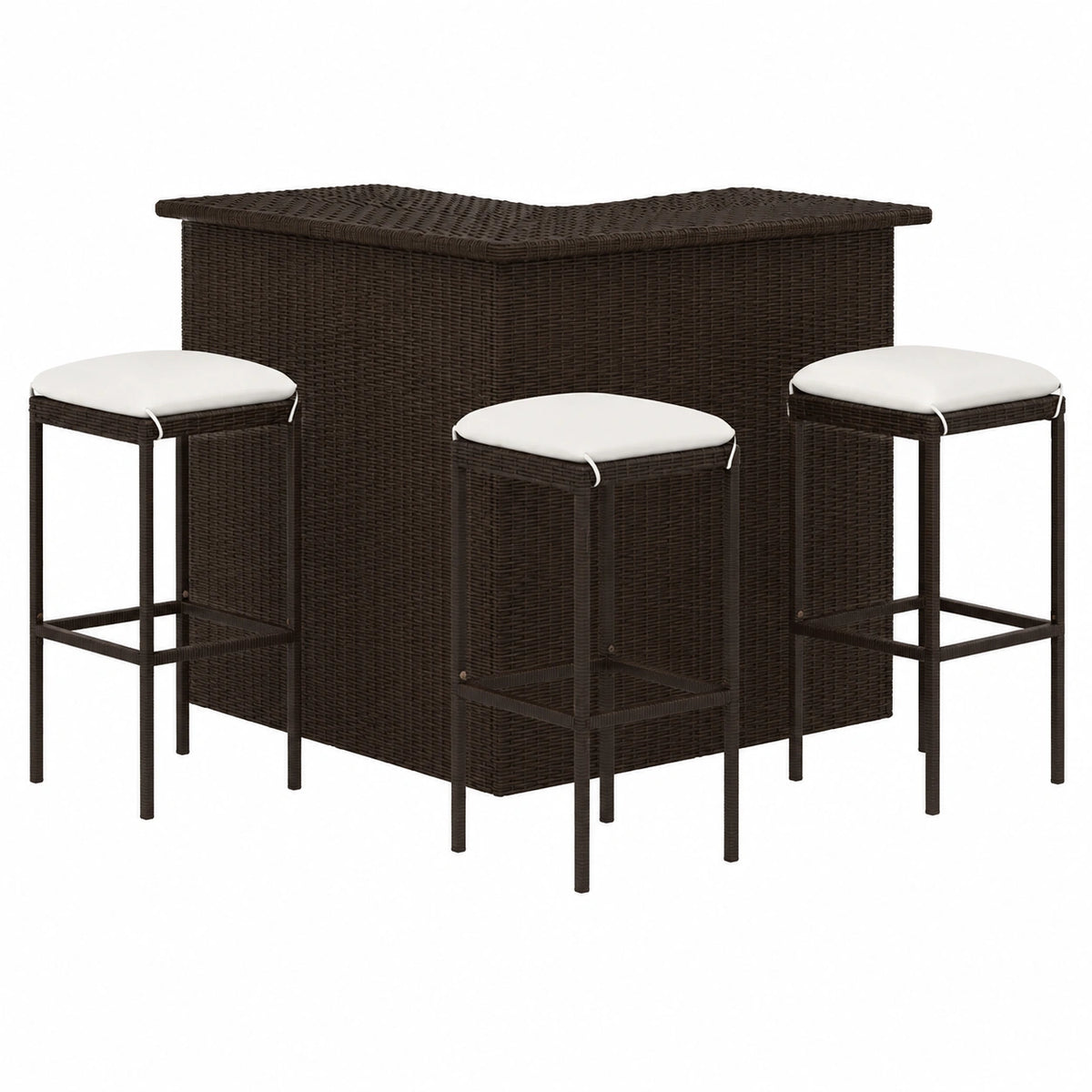 Salon de jardin, 4 pièces, en résine tressée, coloris marron, pour la terrasse ou le jardin