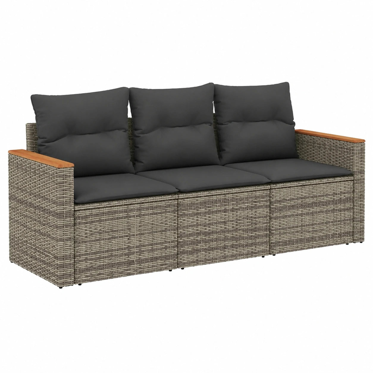 Salon de jardin, 3 pièces, en résine tressée, coloris gris, pour la terrasse ou le jardin