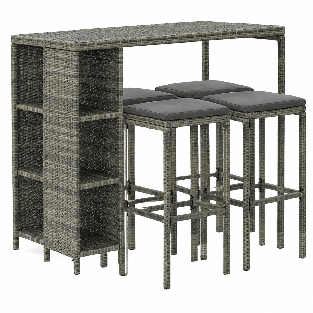 Salon de jardin, en résine tressée, 5 pièces, coloris gris, pour la terrasse ou le jardin