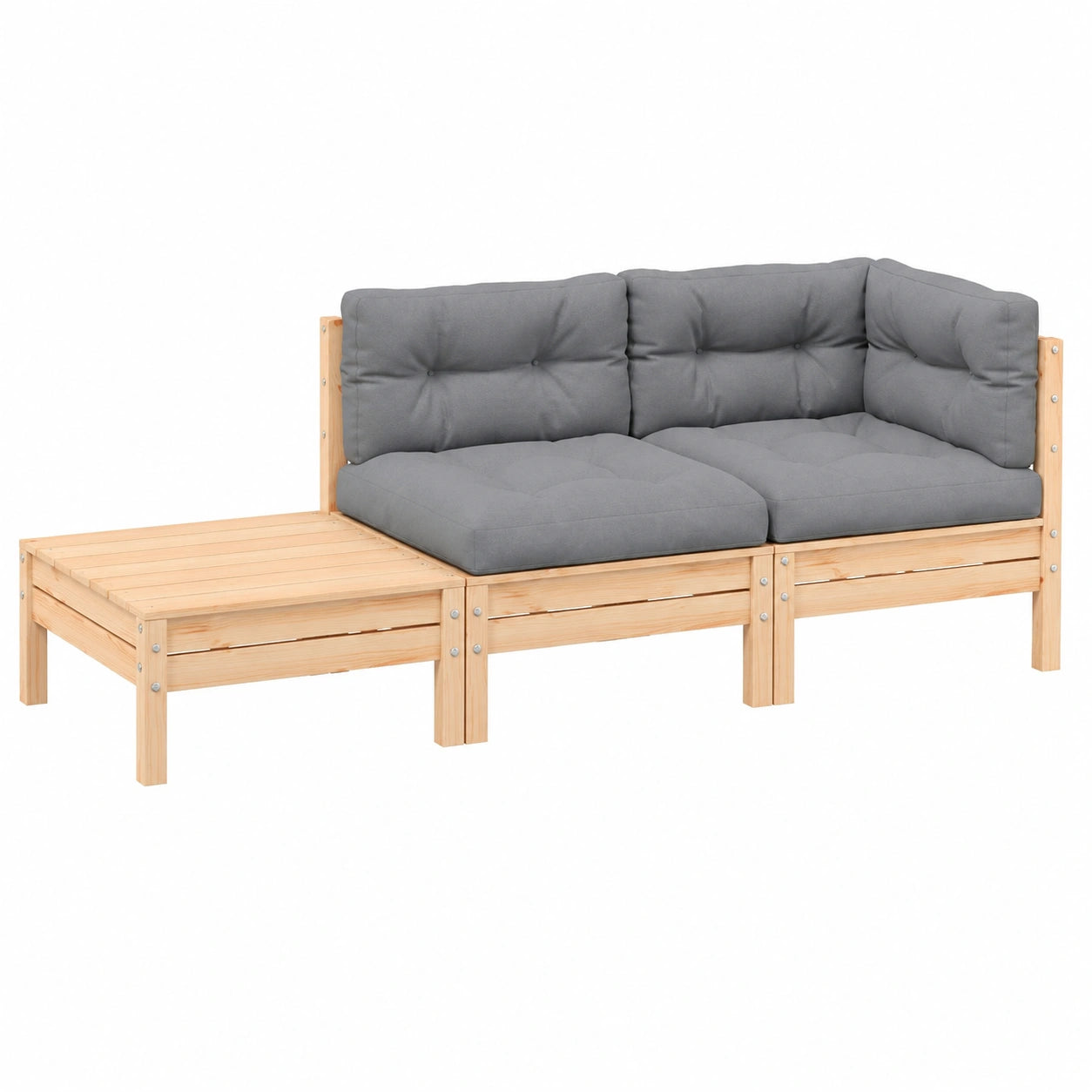 Salon de jardin, coloris gris, 3 pièces, pour la terrasse ou le jardin