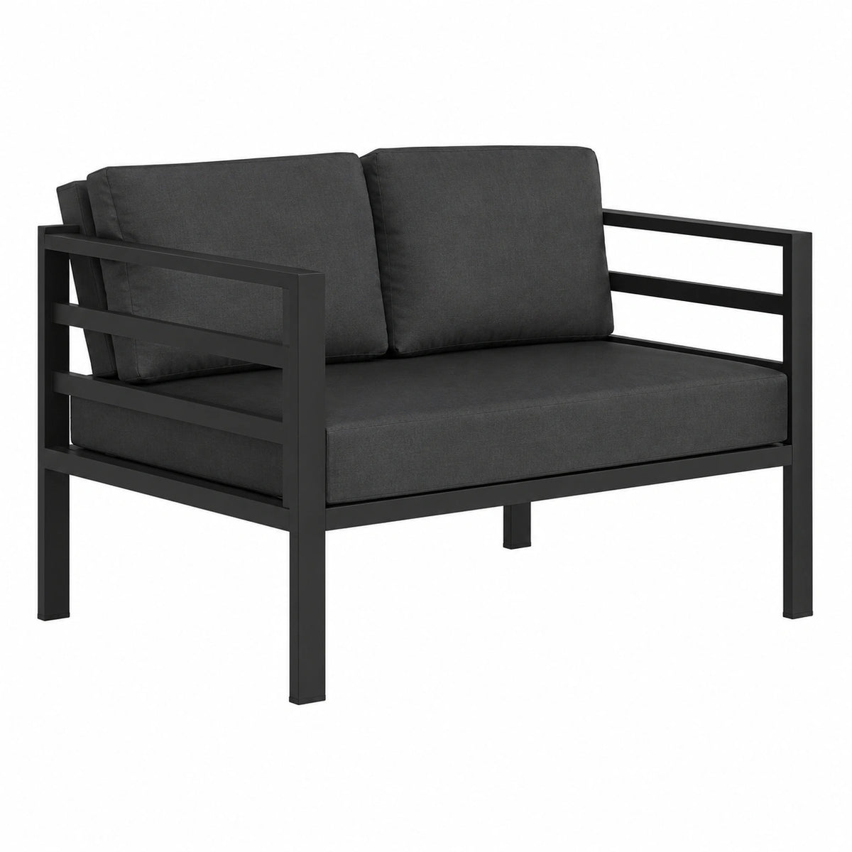 Salon de jardin, en aluminium, 8 pièces, coloris anthracite, pour la terrasse ou le jardin
