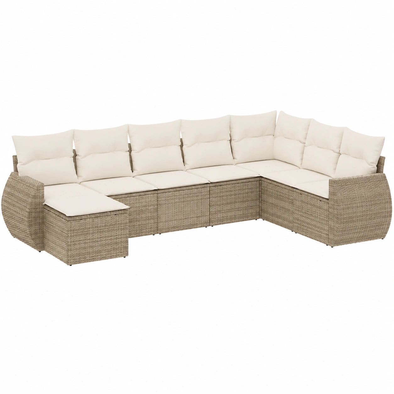 Salon de jardin, en résine tressée, coloris beige, 8 pièces, pour la terrasse ou le jardin