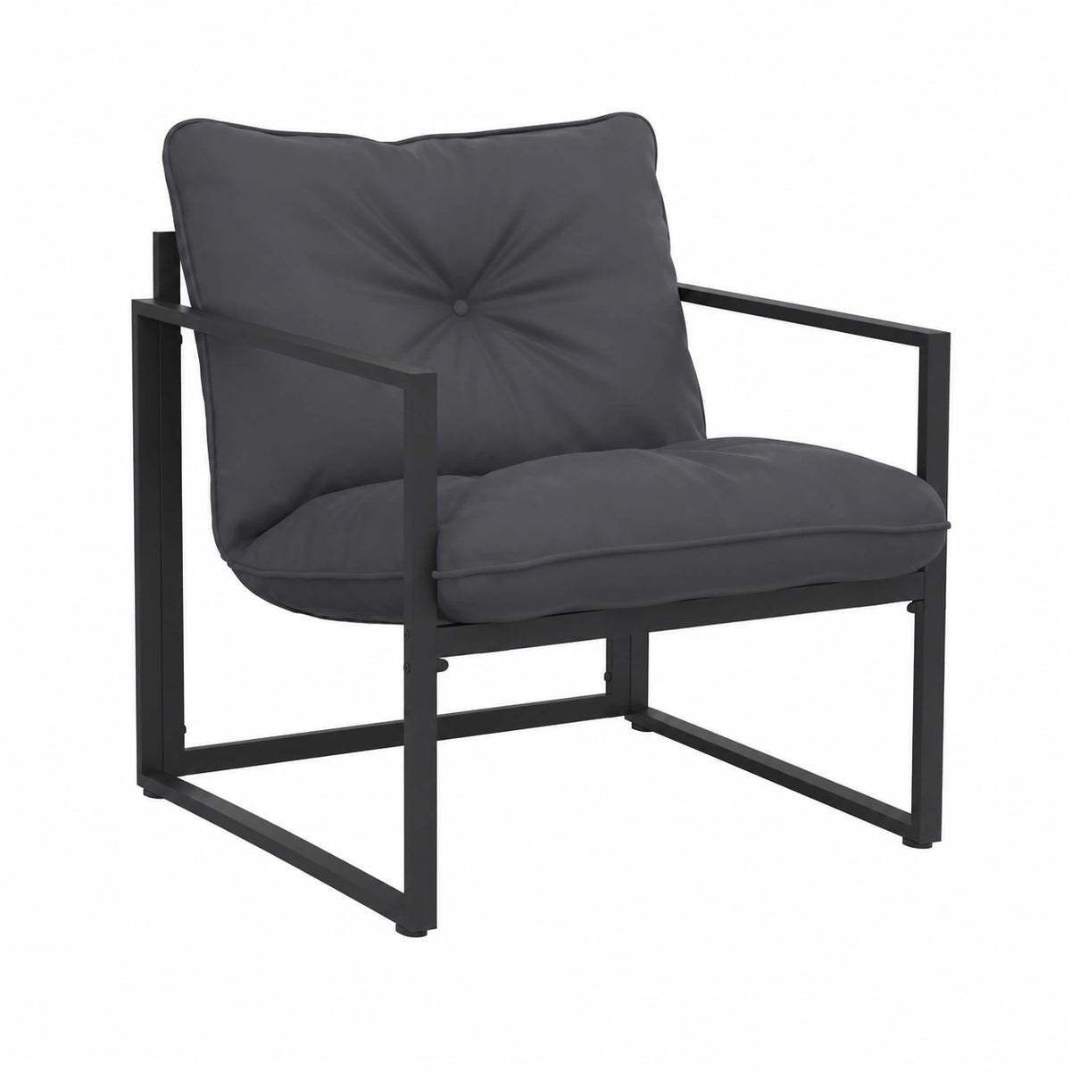 Salon de jardin, en acier, coloris gris et anthracite, 4 places, pour la terrasse ou le jardin