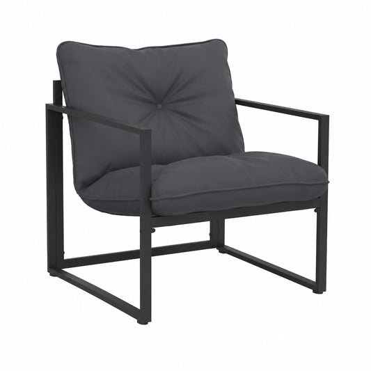 Salon de jardin, en acier, coloris gris et anthracite, 4 places, pour la terrasse ou le jardin