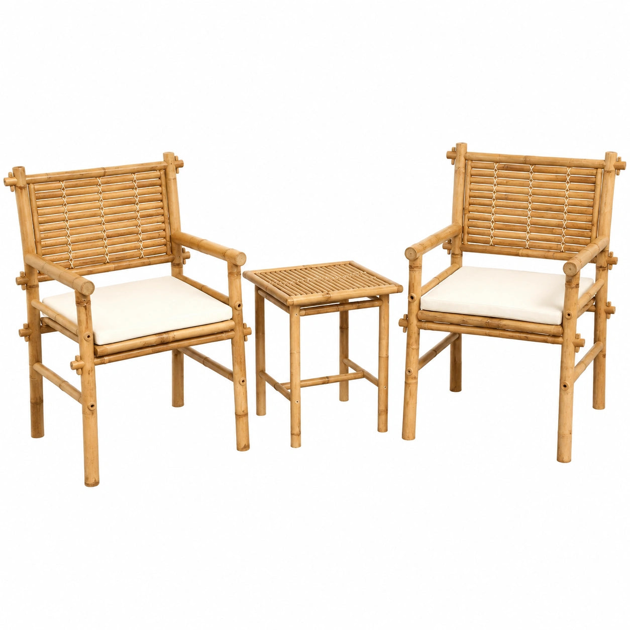 Salon de jardin, en bambou, 5 pièces, pour la terrasse ou le jardin