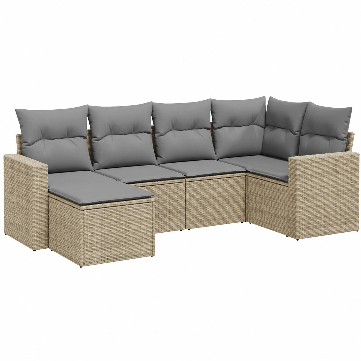 Salon de jardin, 6 pièces, réglable, en résine tressée, coloris beige, pour la terrasse ou le jardin