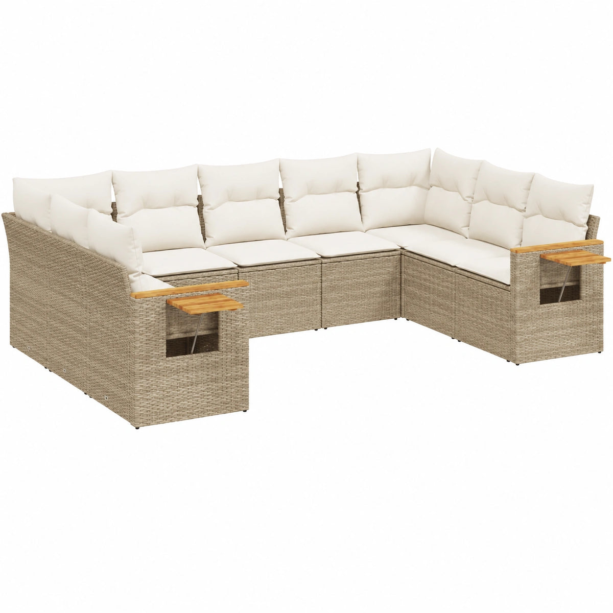 Salon de jardin, 9 pièces, en résine tressée, coloris beige, pour la terrasse ou le jardin