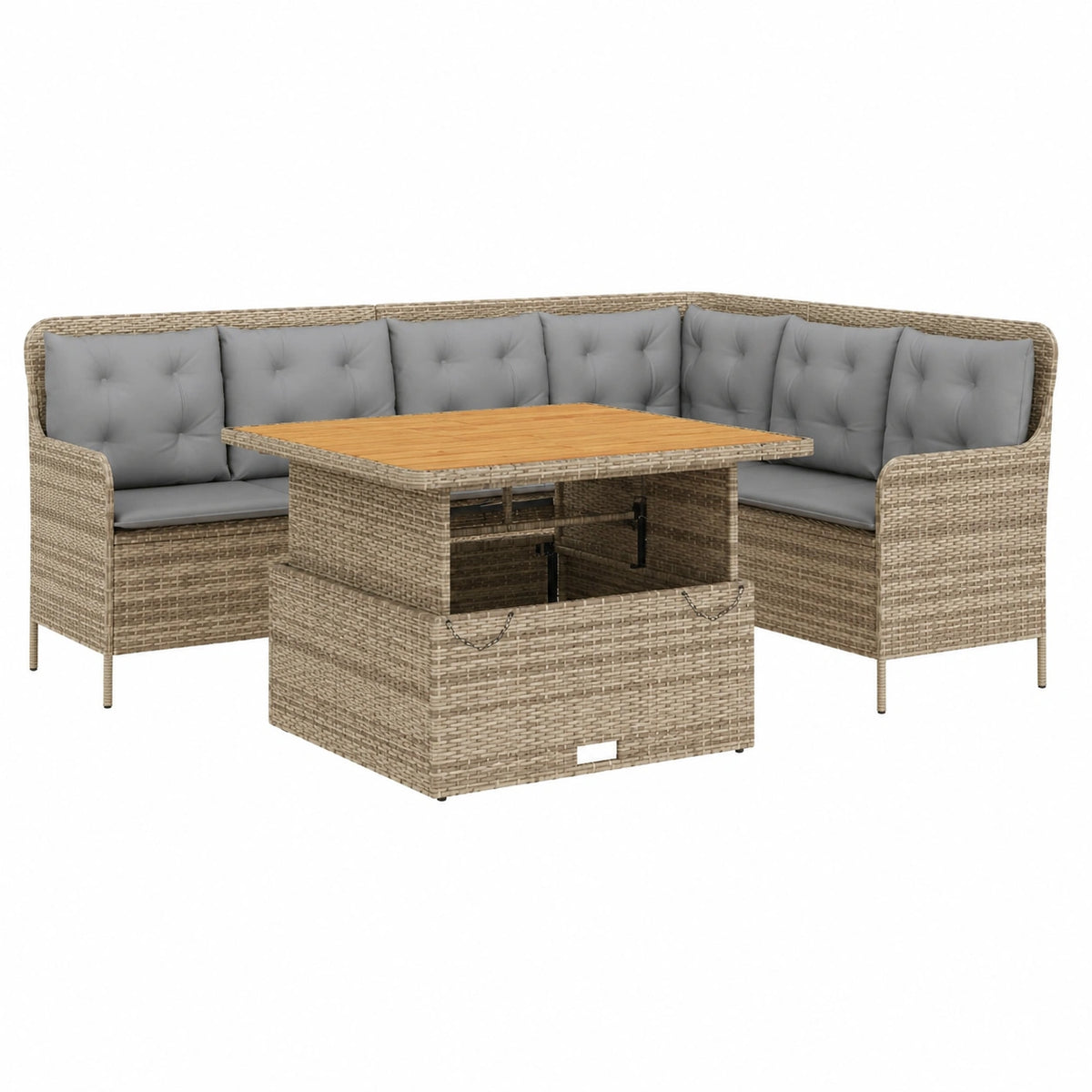 Salon de jardin, en résine tressée, 2 pièces, coloris beige, pour la terrasse ou le jardin