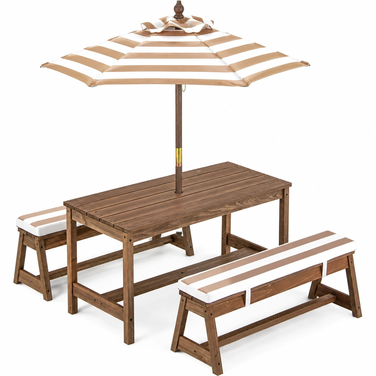 Salon de jardin, réglable, coloris marron, pour la terrasse ou le jardin